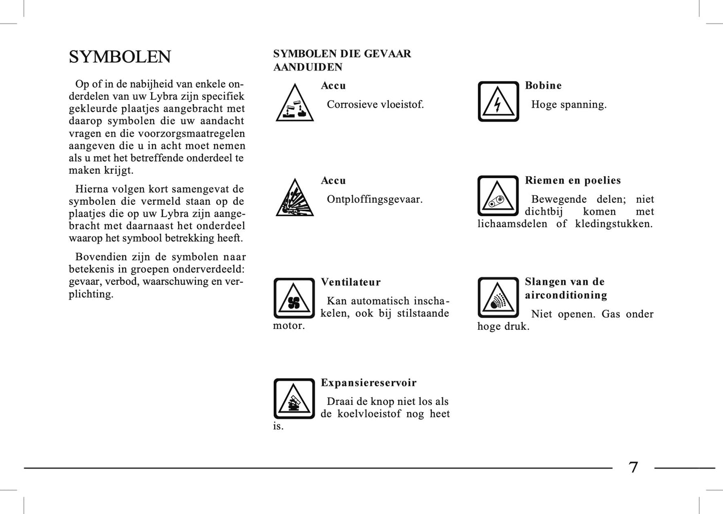 1995-2005 Lancia Lybra Owner's Manual | Dutch