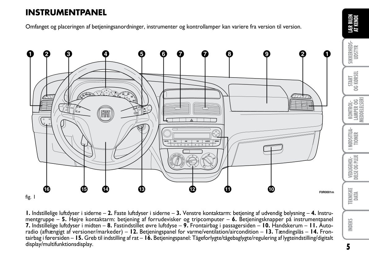 2012-2013 Fiat Linea Bedienungsanleitung | Dansk