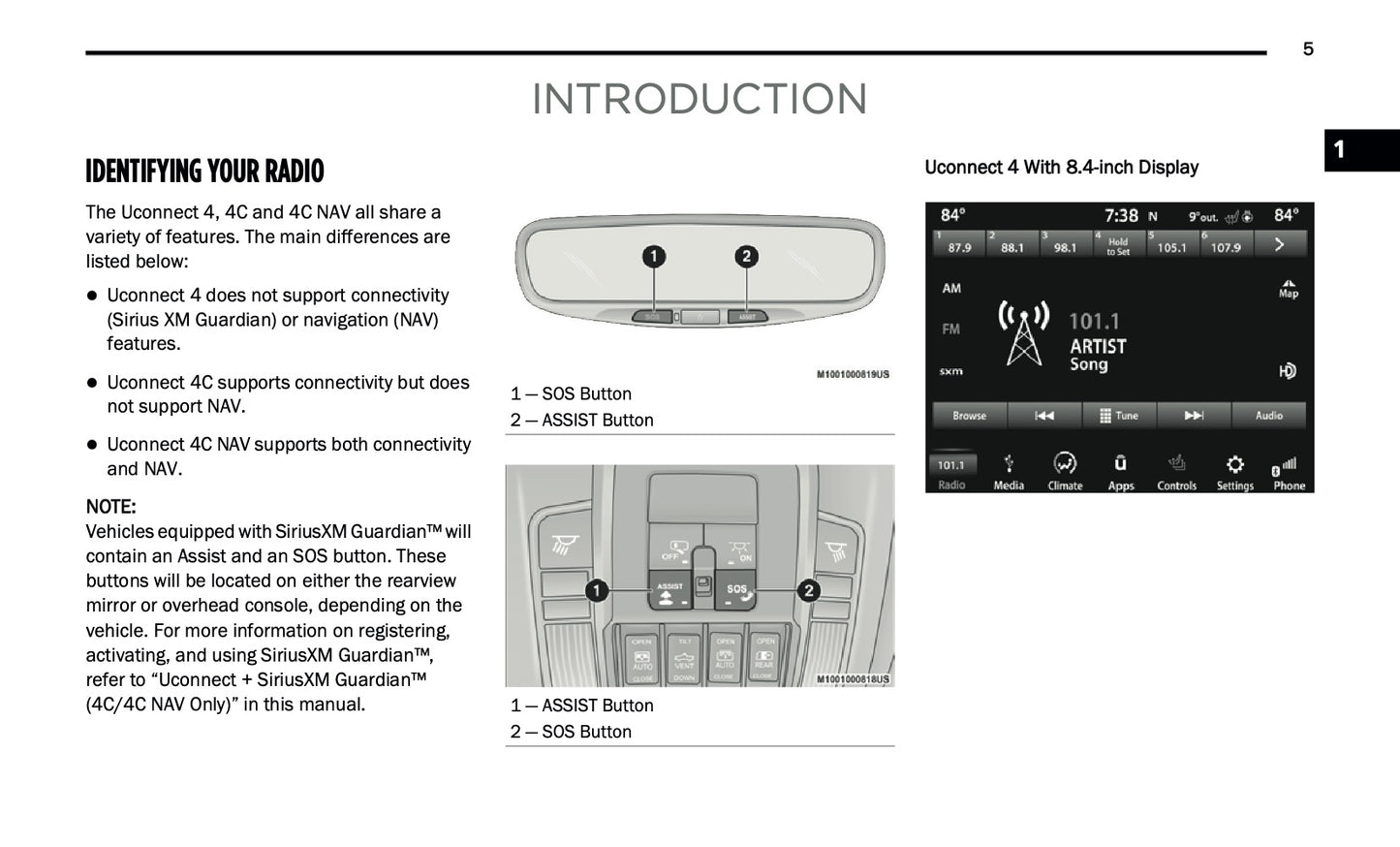 Uconnect 4 / 4C / 4C Nav With 8.4-Inch Display Owner's Manual