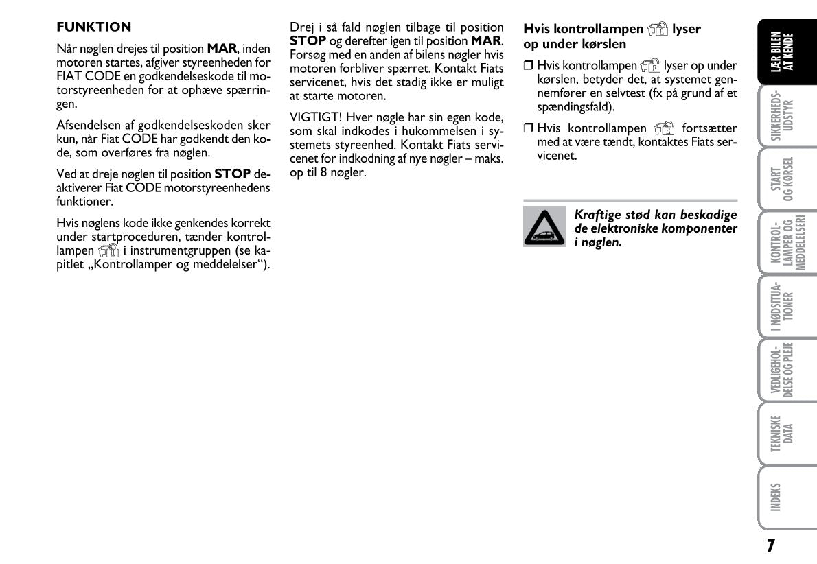 2012-2013 Fiat Linea Bedienungsanleitung | Dansk