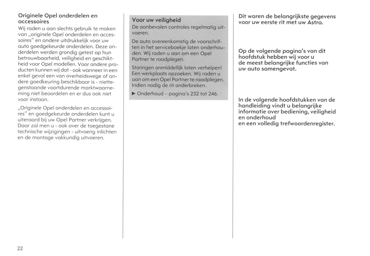 2000-2005 Opel Astra Owner's Manual | Dutch