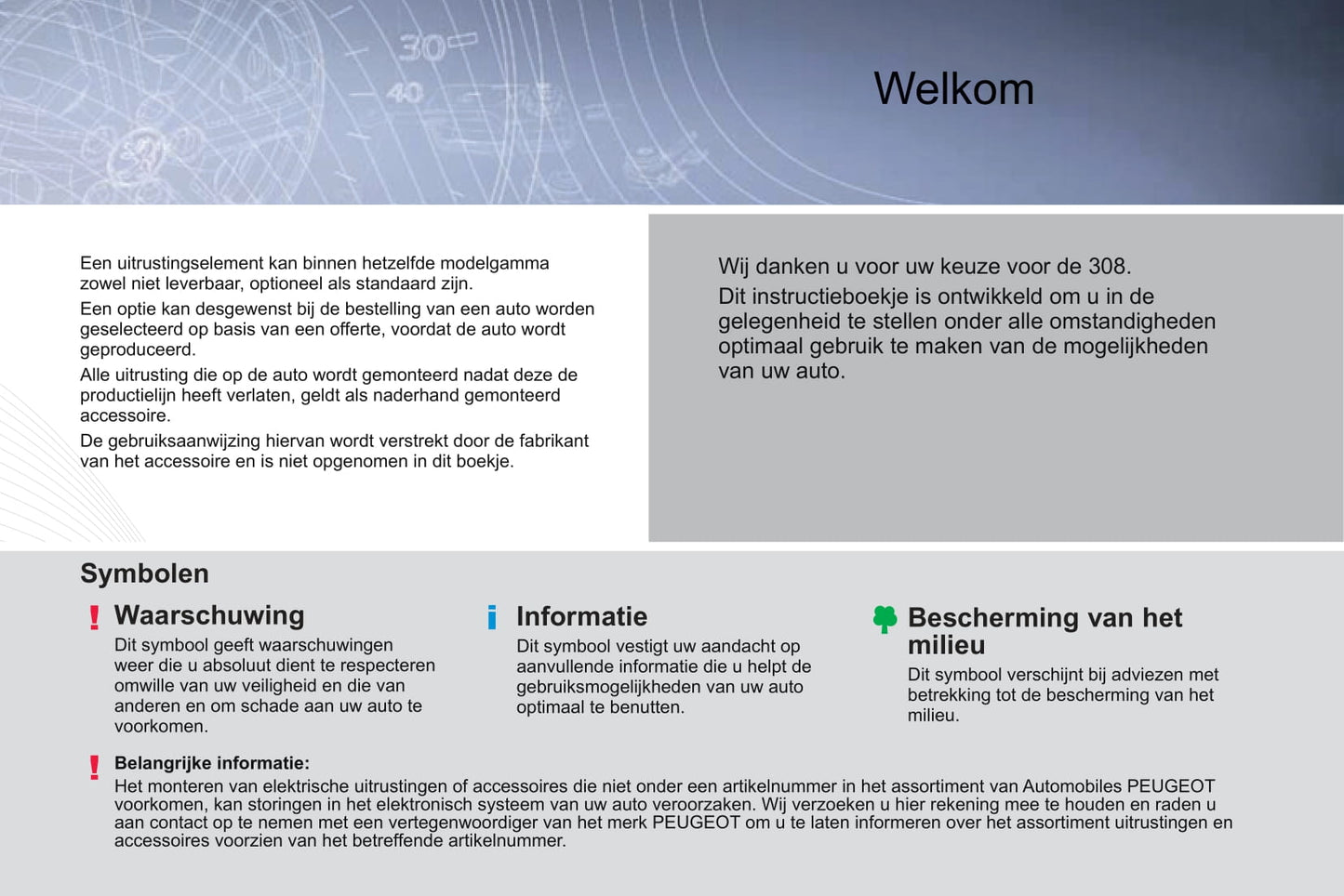 2014 Peugeot 308 Owner's Manual | Dutch