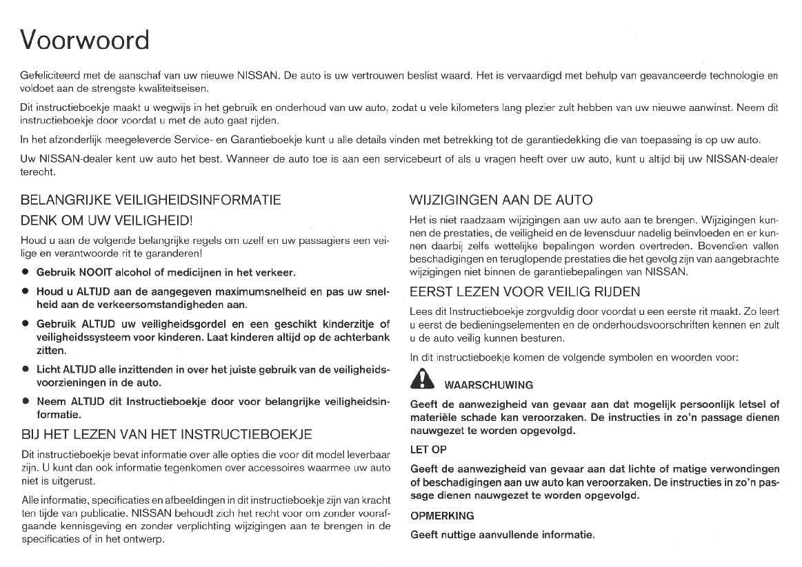2008-2009 Nissan Note Owner's Manual | Dutch