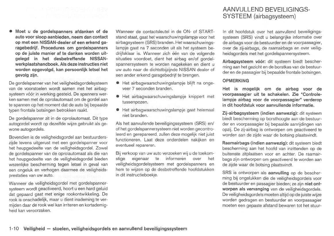 2008-2009 Nissan Note Owner's Manual | Dutch