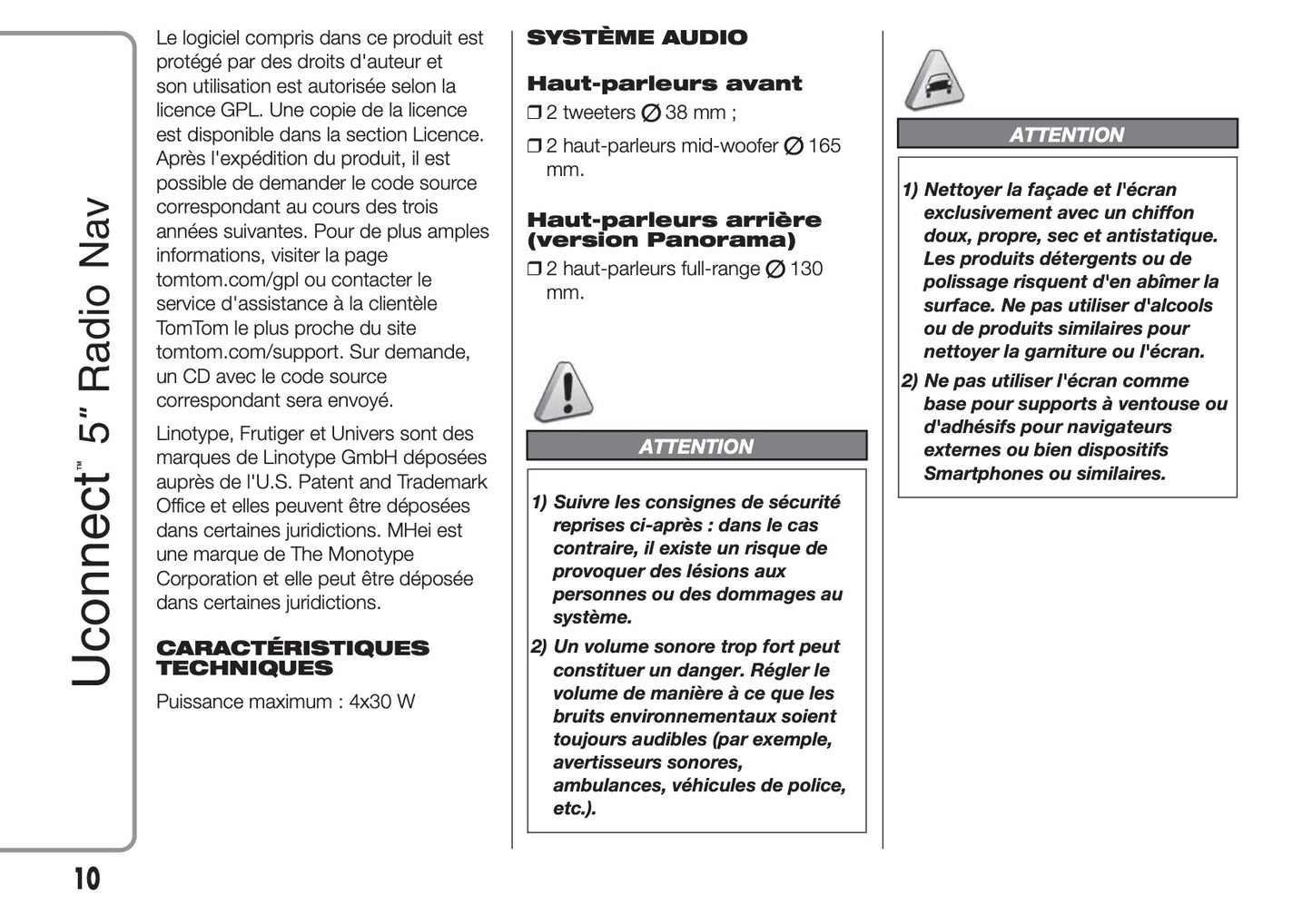 Fiat Ducato Uconnect 5 Radio Nav Guide d'instructions 2014 - 2018