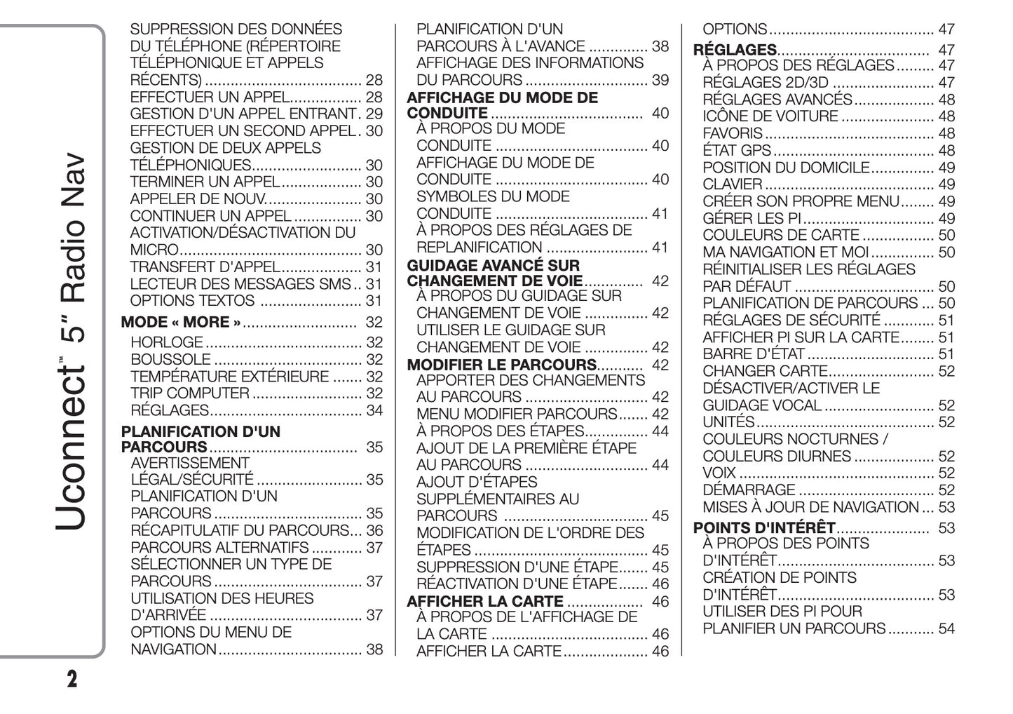 Fiat Ducato Uconnect 5 Radio Nav Guide d'instructions 2014 - 2018