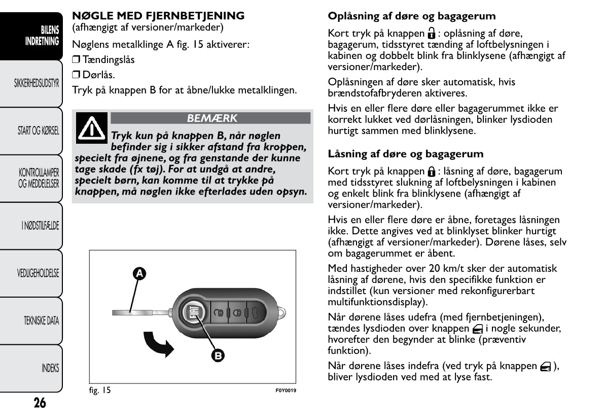 2013-2014 Fiat 500L Bedienungsanleitung | Dansk