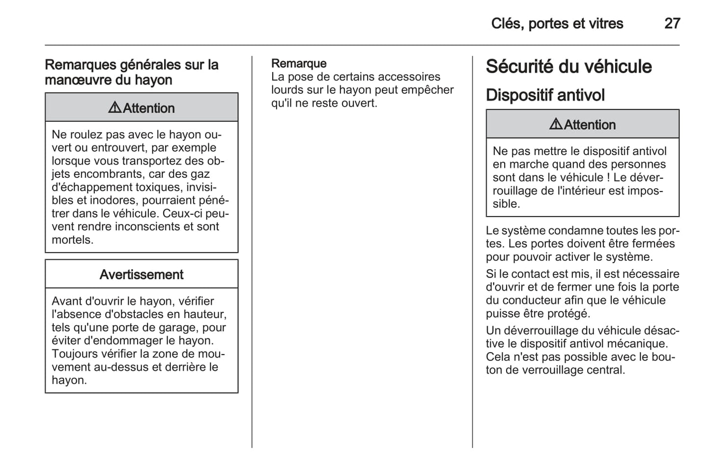2011-2012 Opel Astra GTC Owner's Manual | French