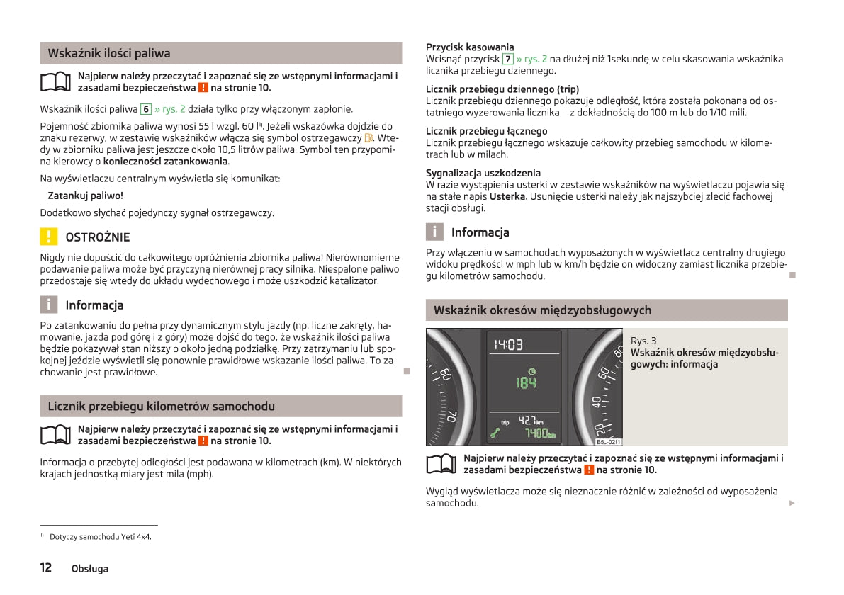 2009-2013 Skoda Yeti Bedienungsanleitung | Polnisch