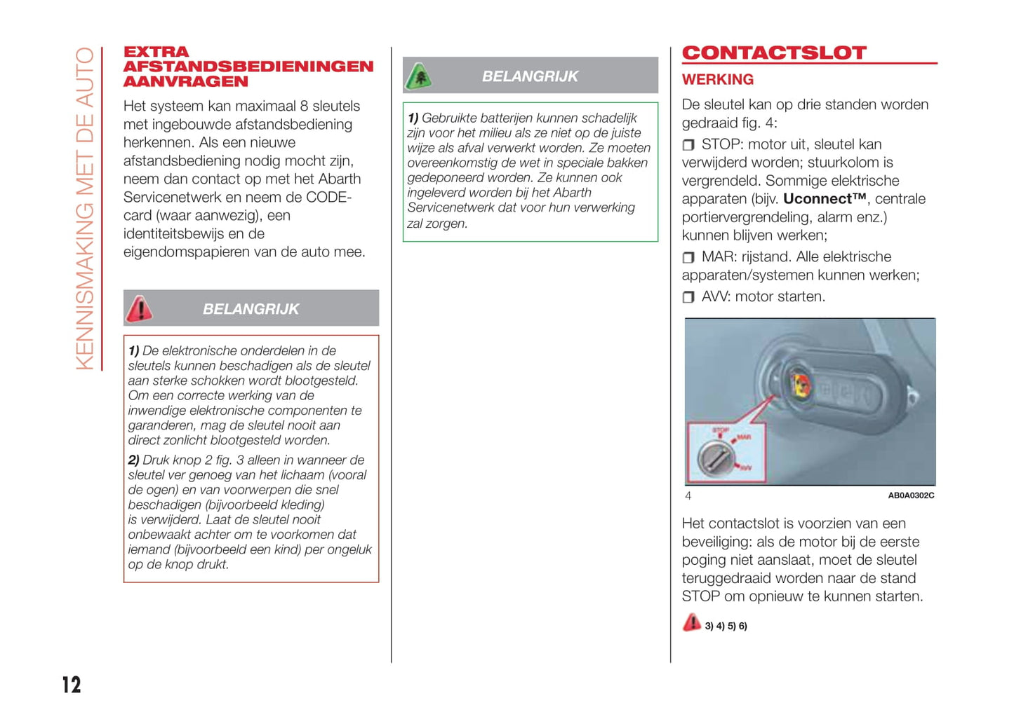 2016-2017 Abarth 500 Bedienungsanleitung | Niederländisch