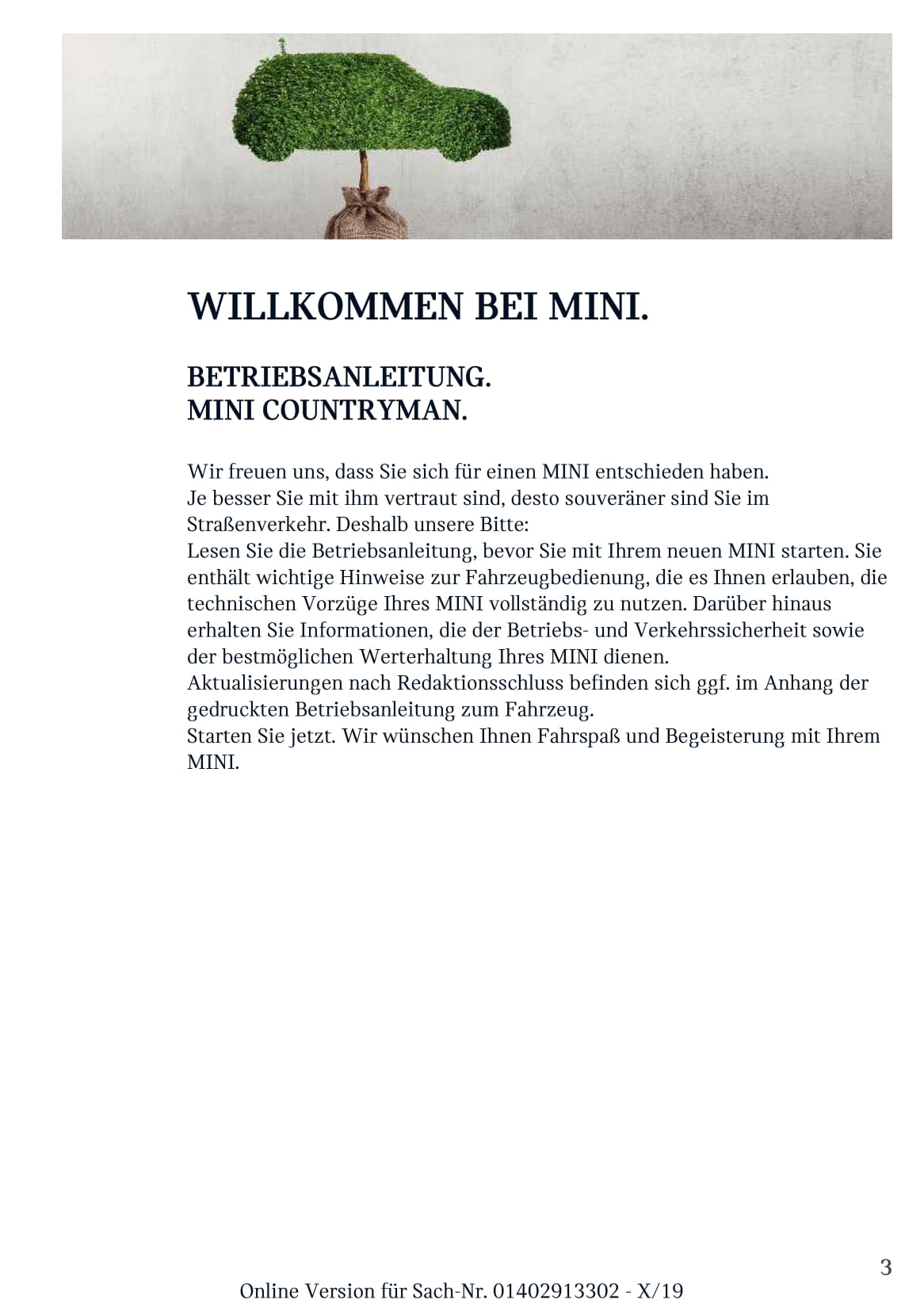 2017-2020 Mini Countryman Owner's Manual | German