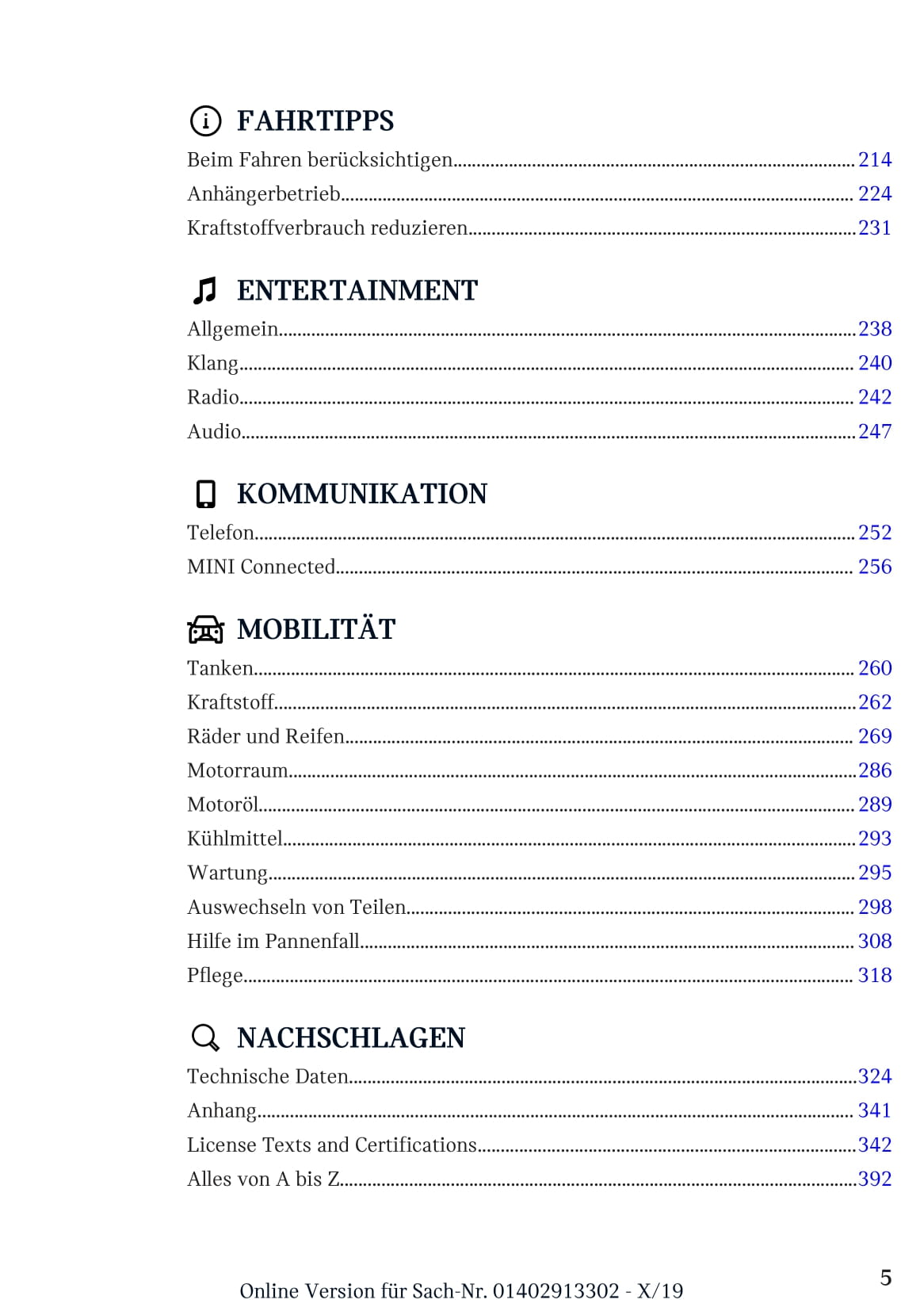 2017-2020 Mini Countryman Owner's Manual | German