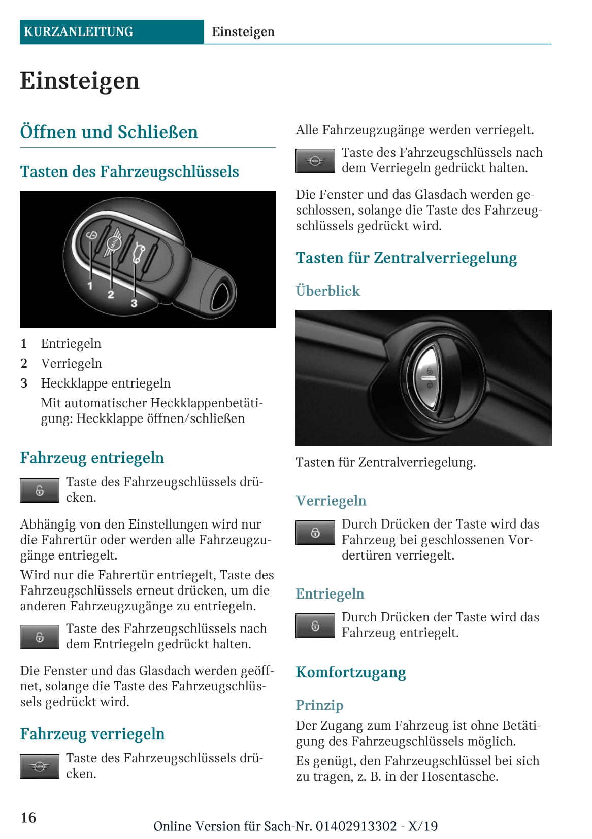 2017-2020 Mini Countryman Owner's Manual | German