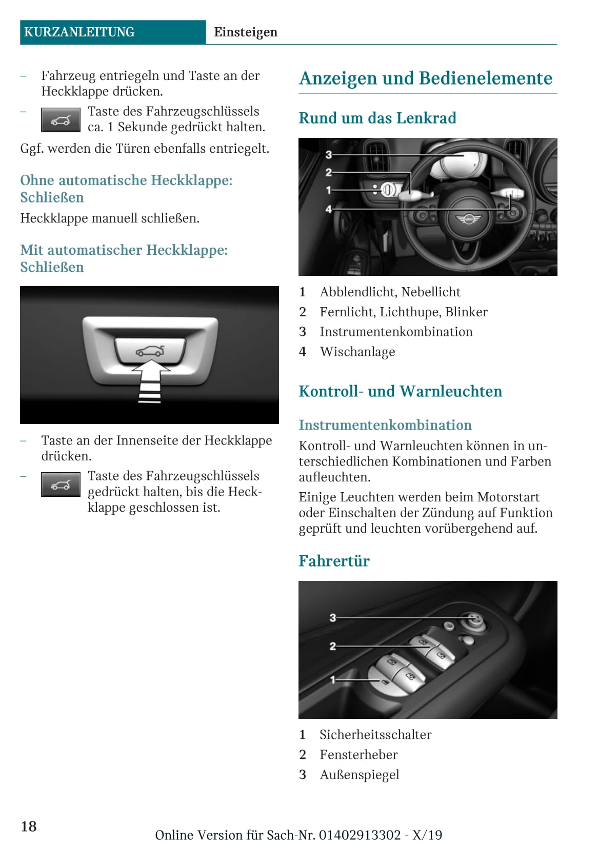 2017-2020 Mini Countryman Owner's Manual | German