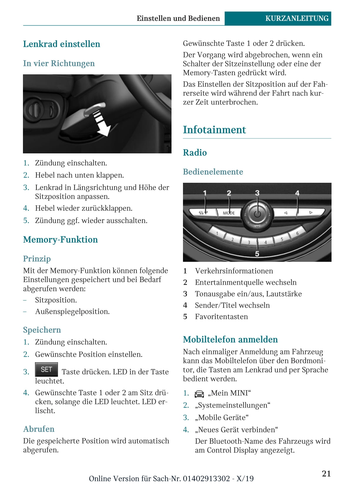 2017-2020 Mini Countryman Owner's Manual | German