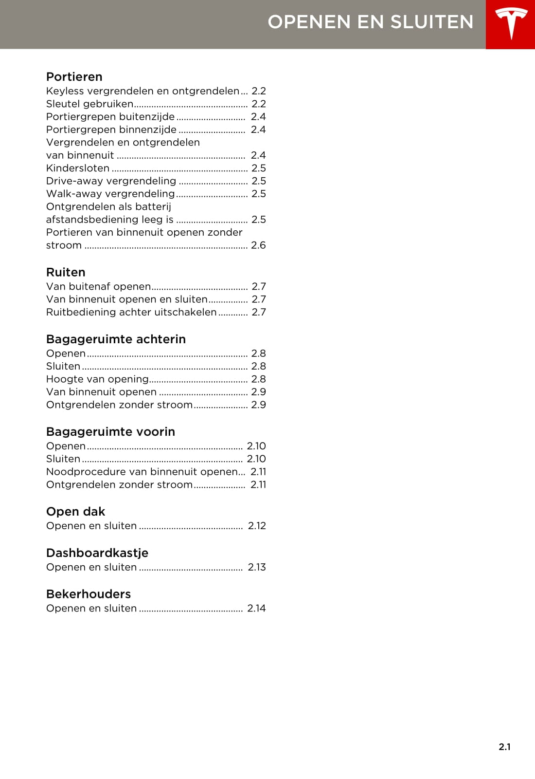 2013-2016 Tesla Model S Owner's Manual | Dutch
