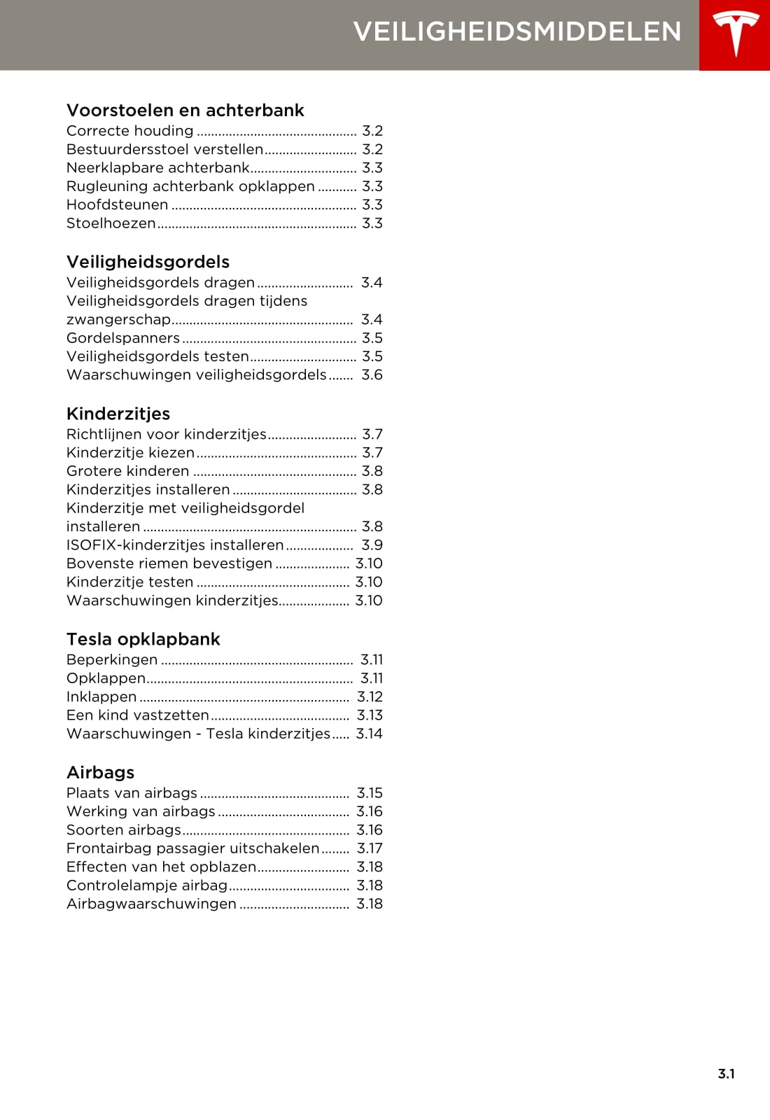 2013-2016 Tesla Model S Owner's Manual | Dutch