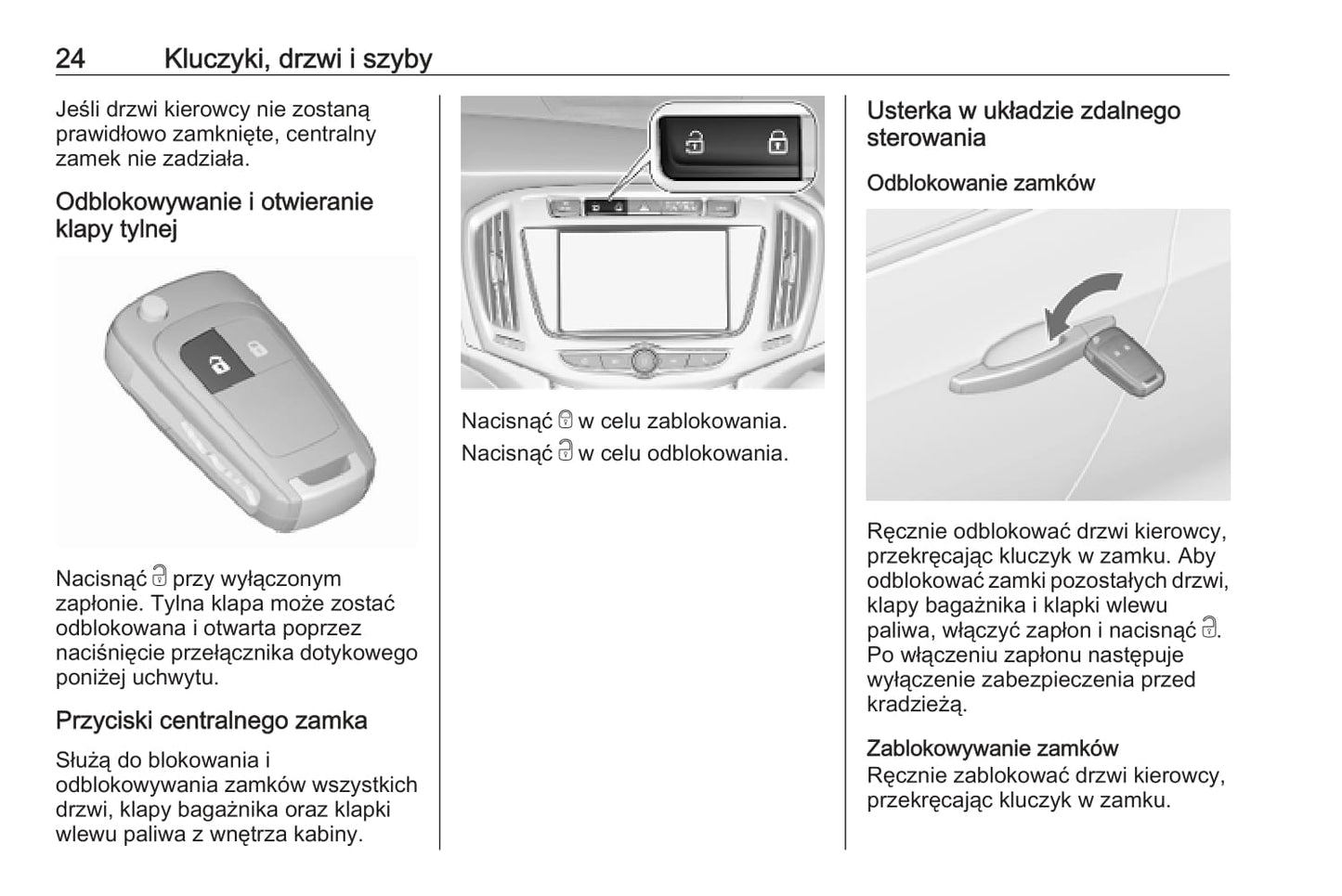 2016-2020 Opel Zafira/Zafira Tourer Bedienungsanleitung | Polnisch