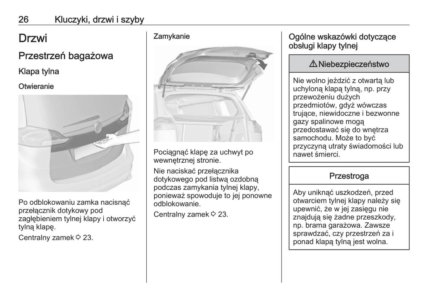 2016-2020 Opel Zafira/Zafira Tourer Bedienungsanleitung | Polnisch