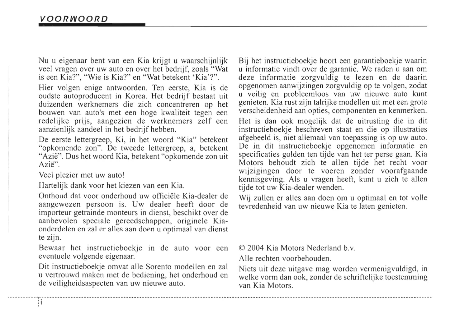 2004-2005 Kia Picanto Owner's Manual | Dutch