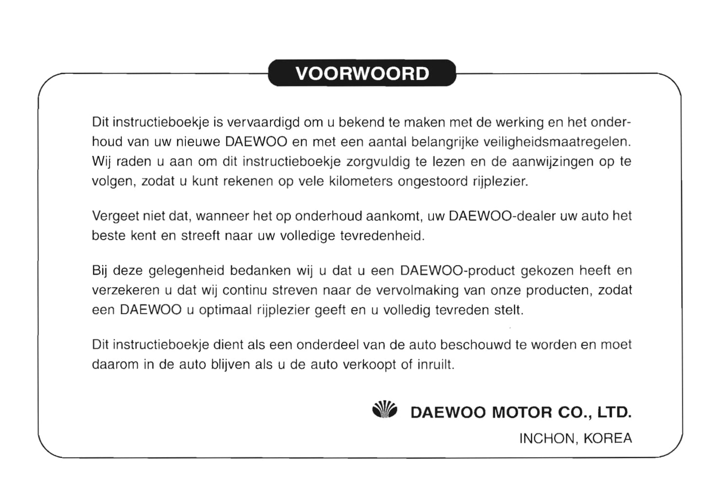 2001-2005 Daewoo Matiz Owner's Manual | Dutch