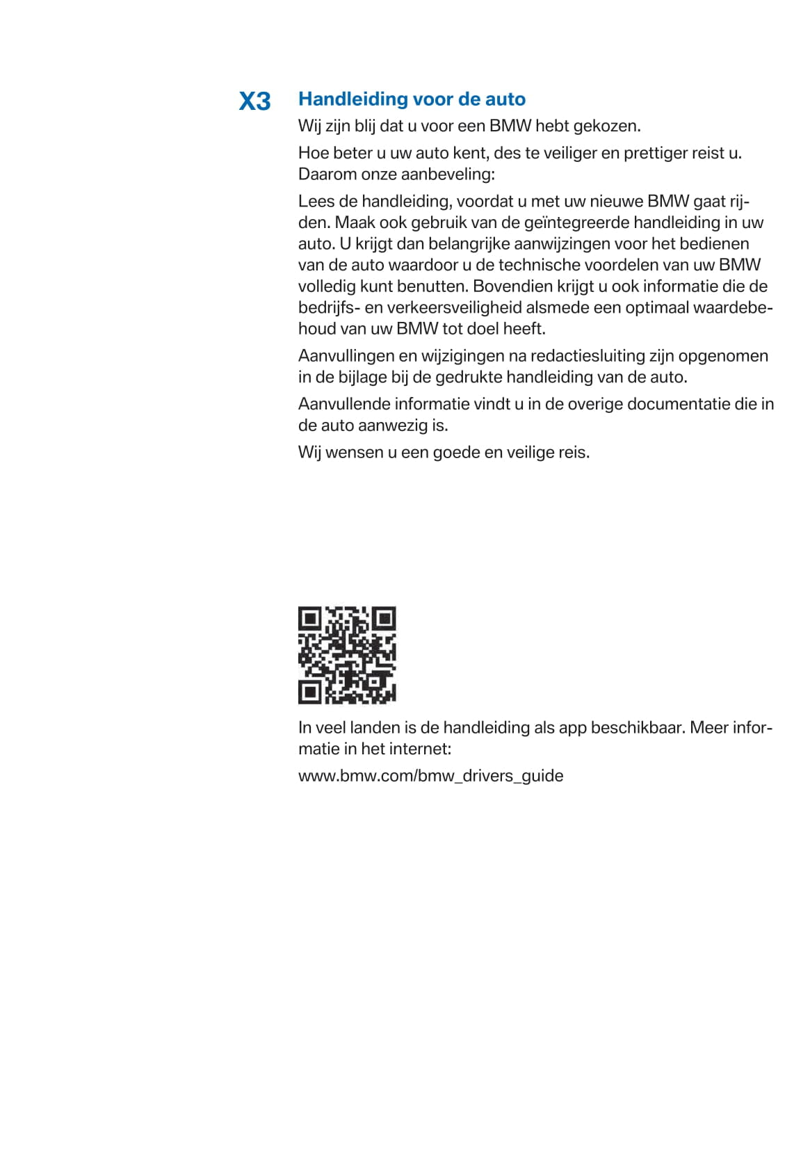 2017 BMW X3 Owner's Manual | Dutch