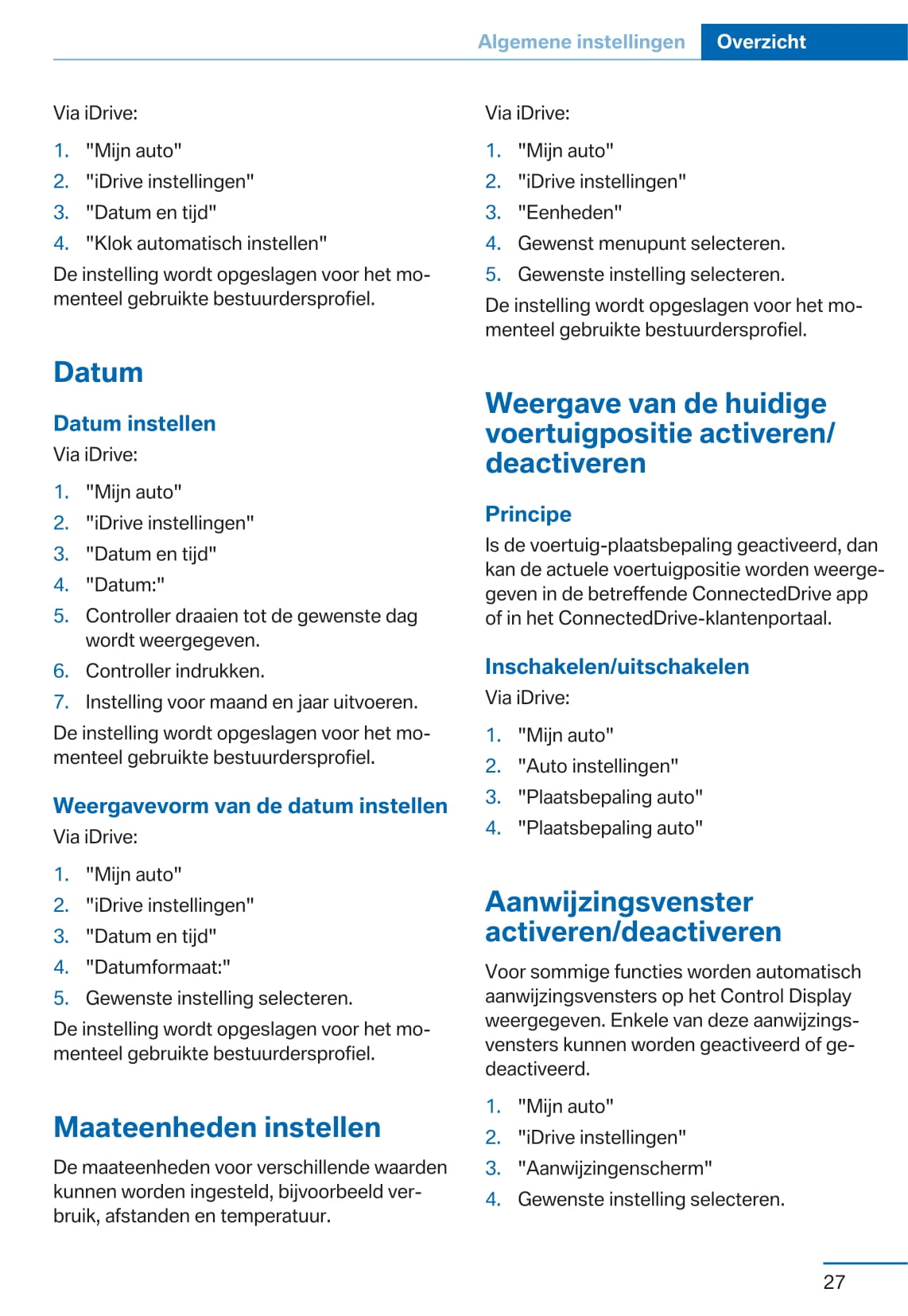 2017 BMW X3 Owner's Manual | Dutch