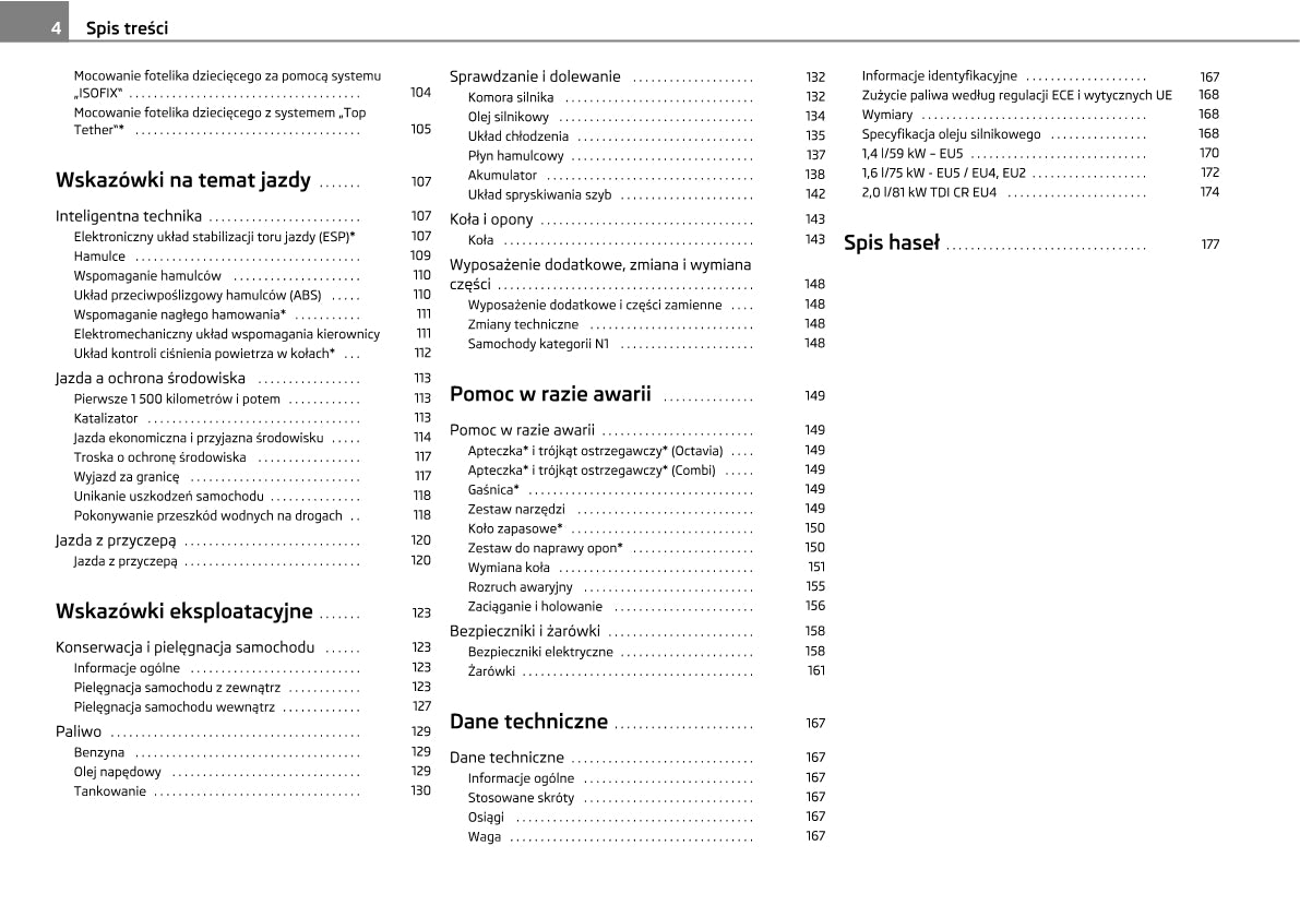 2010-2011 Skoda Octavia/Octavia Tour II Owner's Manual | Polish
