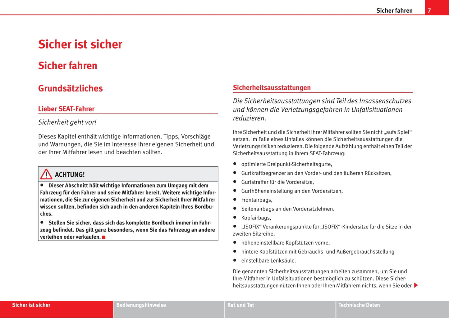 2005-2006 Seat Ibiza Owner's Manual | German