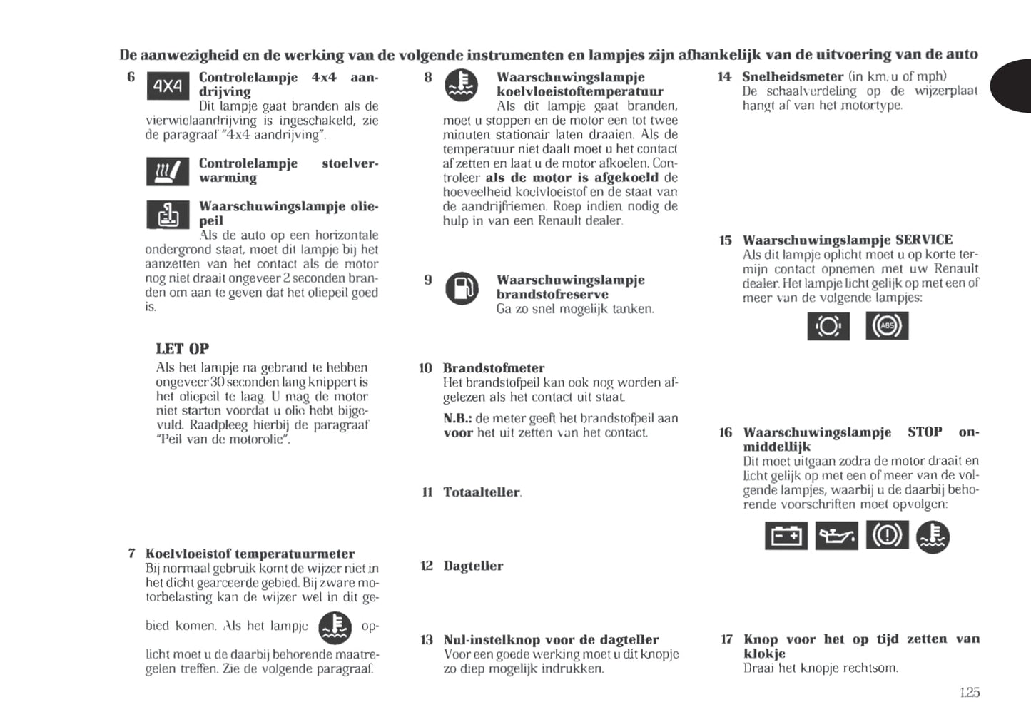 1998-1999 Renault Trafic Owner's Manual | Dutch
