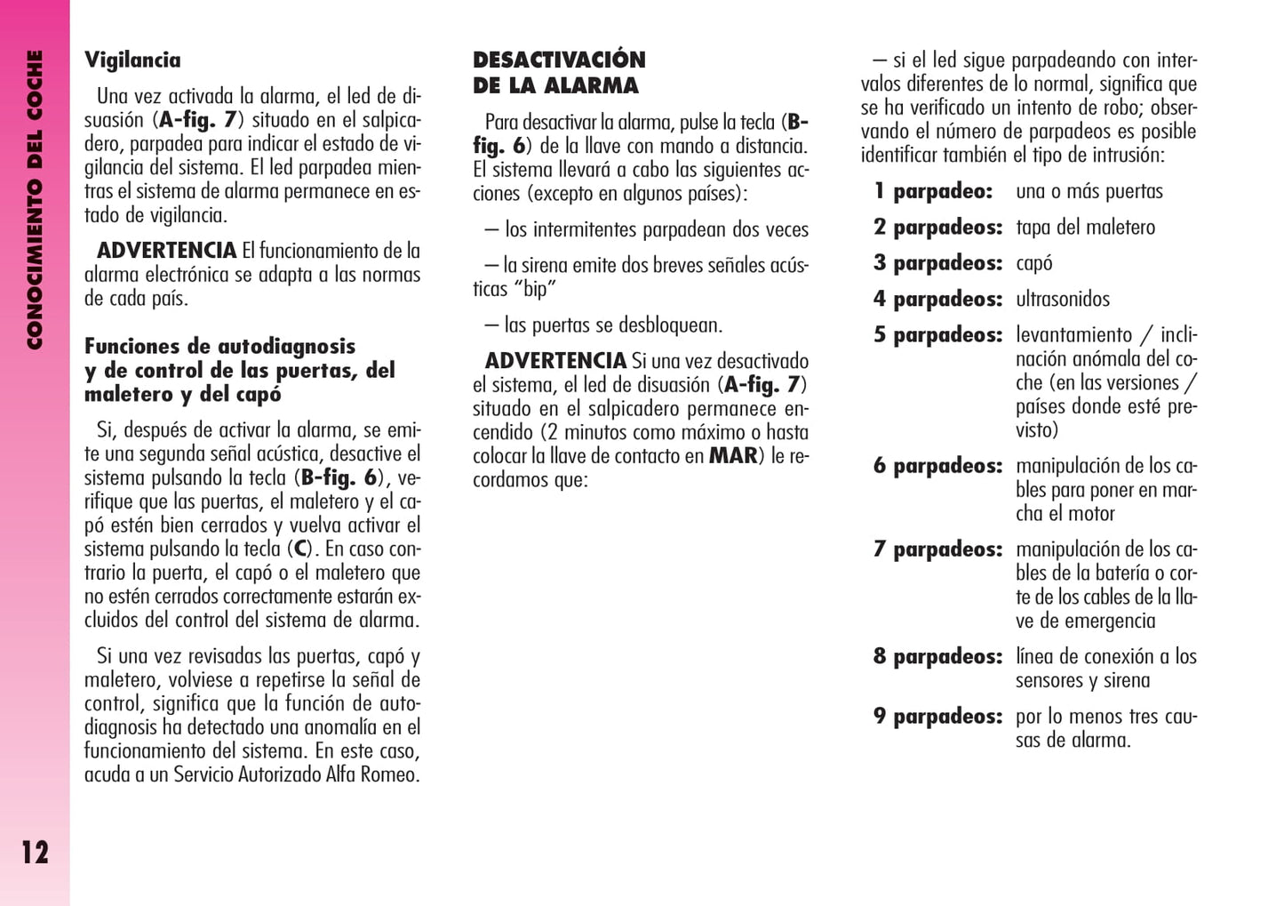 2007-2011 Alfa Romeo GT Owner's Manual | Spanish