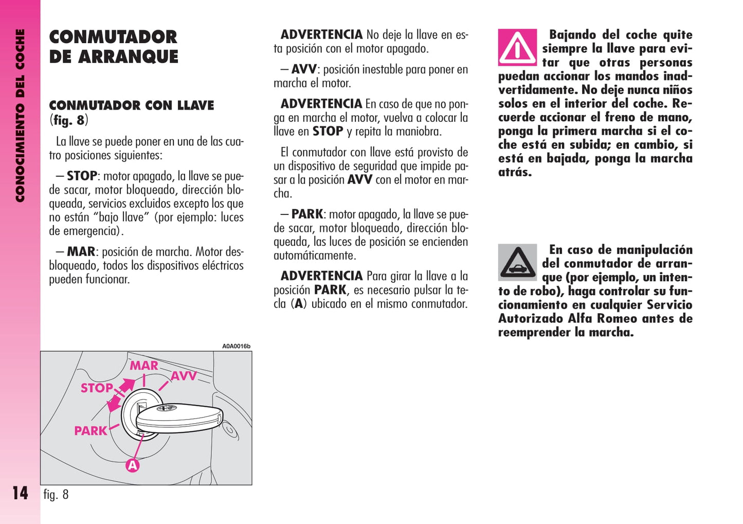 2007-2011 Alfa Romeo GT Owner's Manual | Spanish