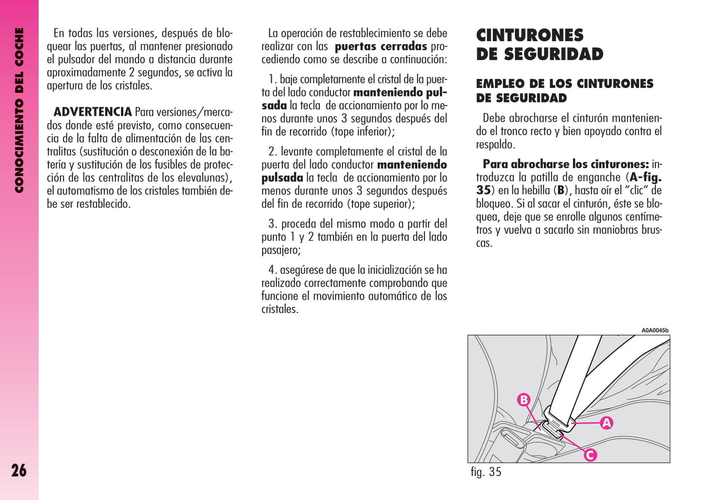 2007-2011 Alfa Romeo GT Owner's Manual | Spanish