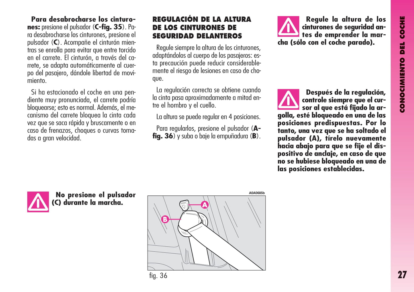 2007-2011 Alfa Romeo GT Owner's Manual | Spanish