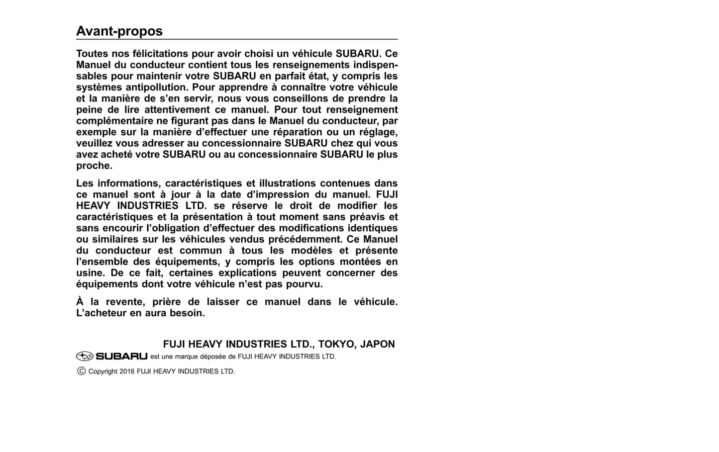 2017-2019 Subaru Legacy/Outback Bedienungsanleitung | Französisch