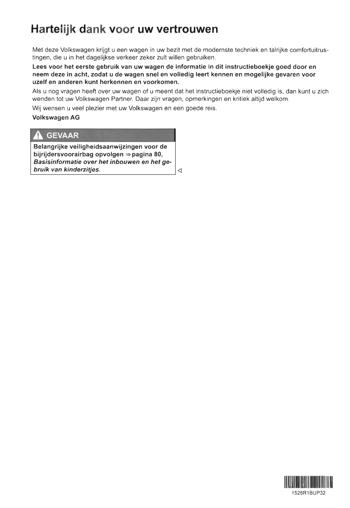 2012-2016 Volkswagen Up Bedienungsanleitung | Niederländisch