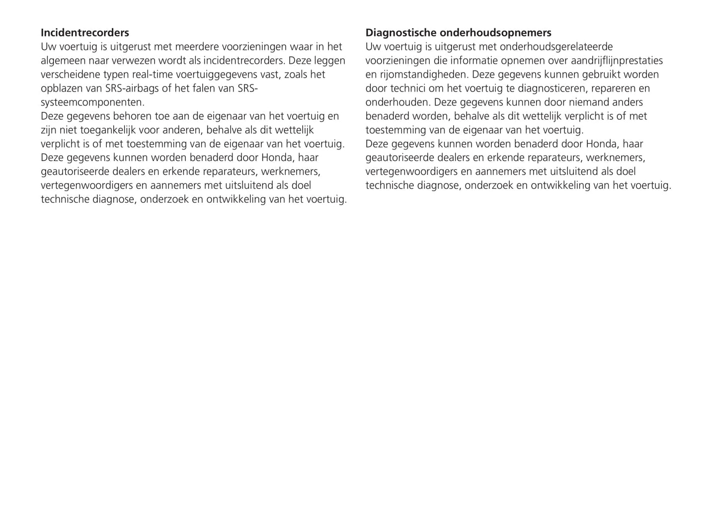 2017-2018 Honda CR-V Owner's Manual | Dutch