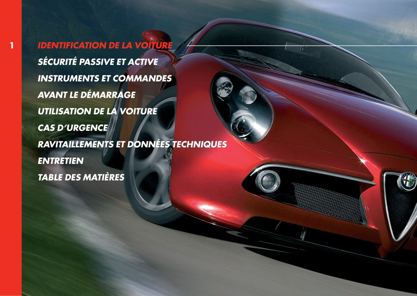 2008 Alfa Romeo 8C Bedienungsanleitung | Französisch