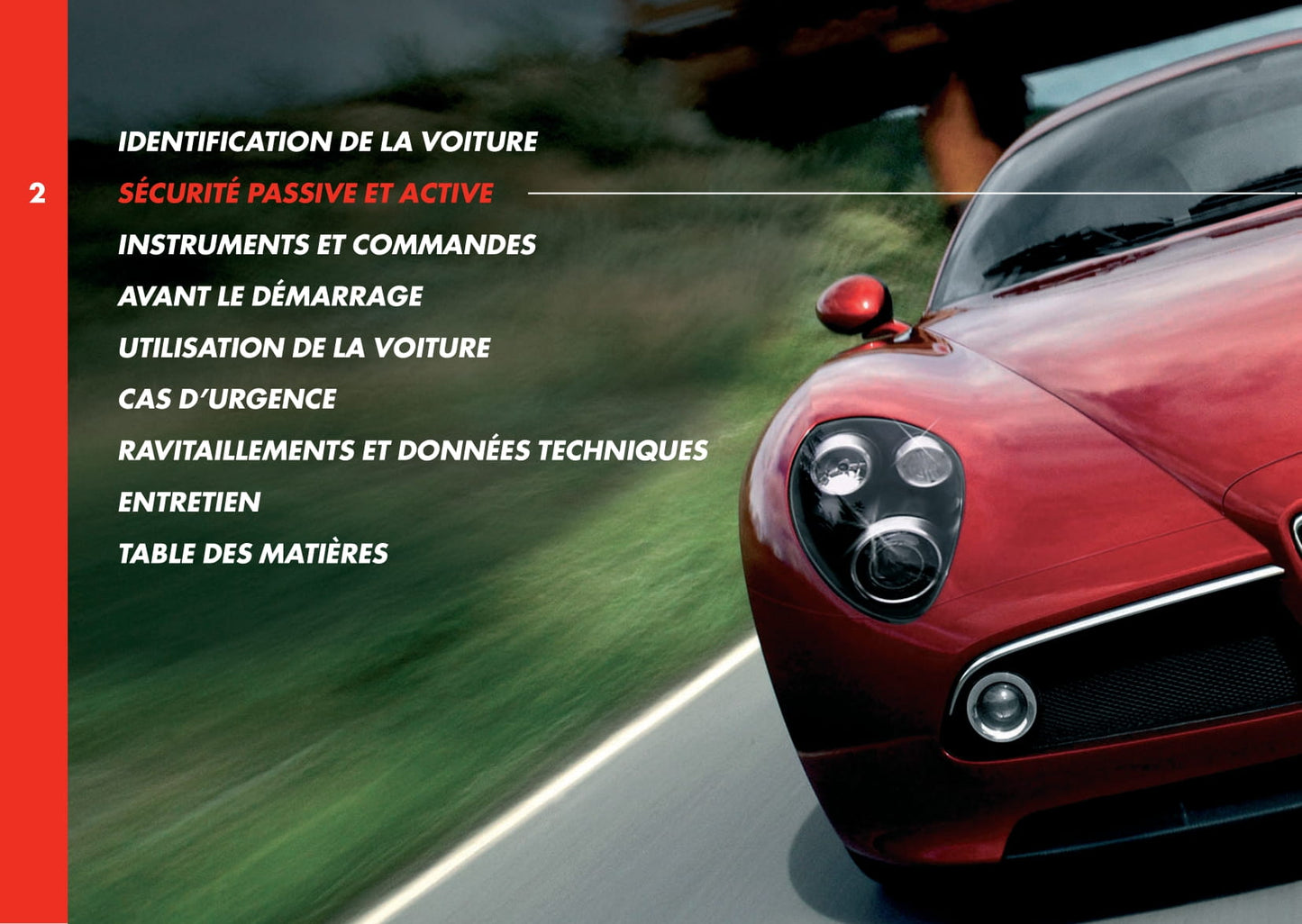 2008 Alfa Romeo 8C Bedienungsanleitung | Französisch