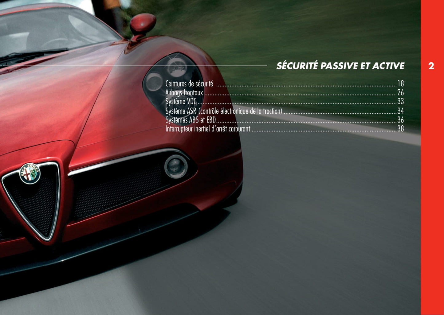 2008 Alfa Romeo 8C Bedienungsanleitung | Französisch