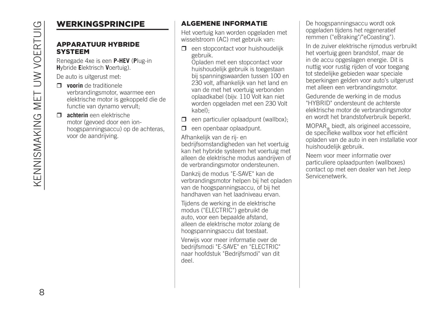 2020-2021 Jeep Renegade 4xe Supplement Manual | Dutch