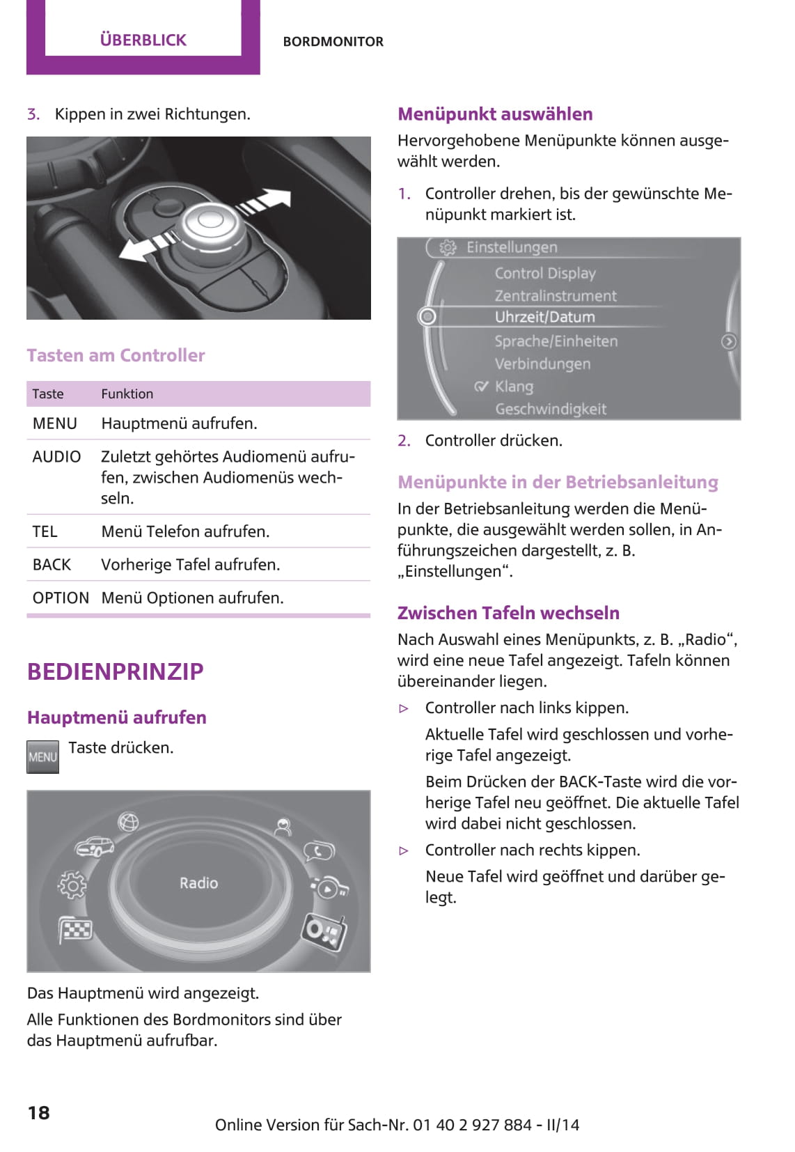 2014-2018 Mini Mini Bedienungsanleitung | Deutsch