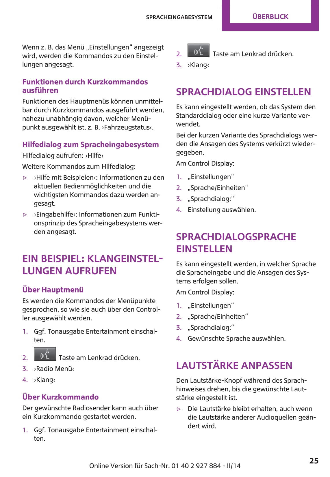 2014-2018 Mini Mini Bedienungsanleitung | Deutsch