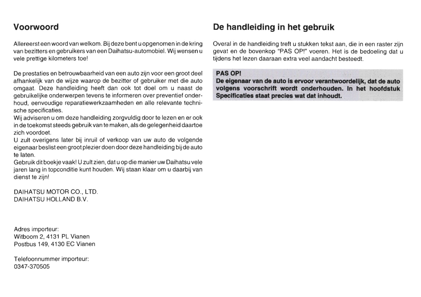 1999-2002 Daihatsu Move Owner's Manual | Dutch