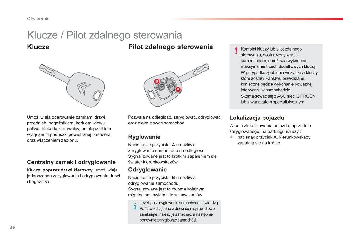 2012-2014 Citroën C1 Owner's Manual | Polish