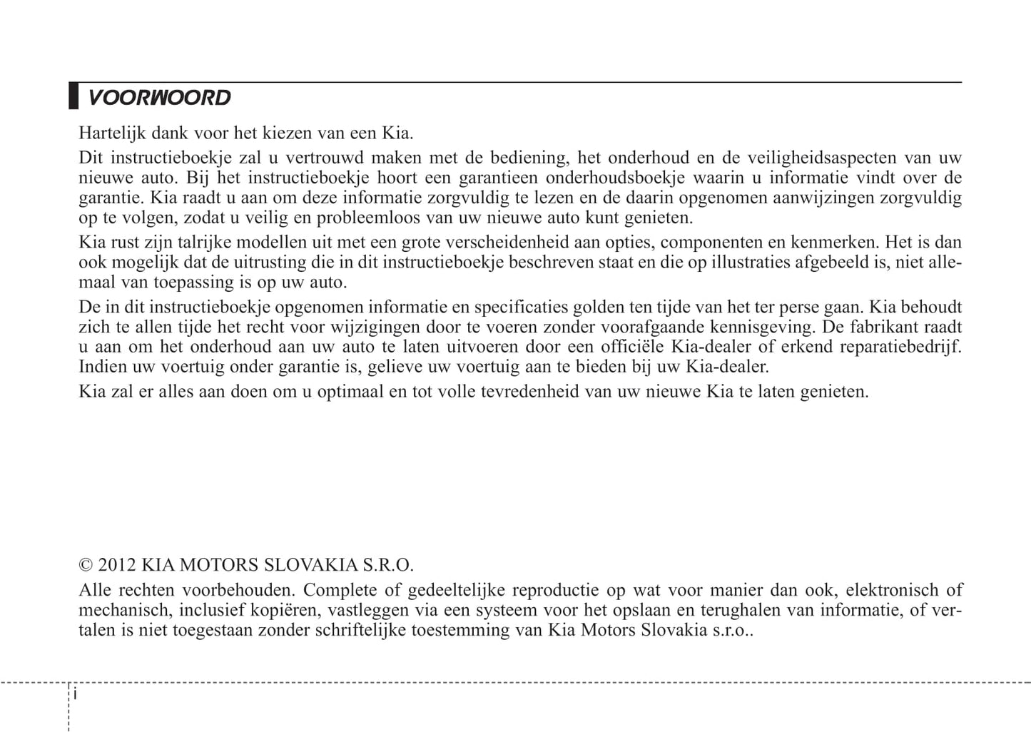 2012-2013 Kia Cee'd Owner's Manual | Dutch