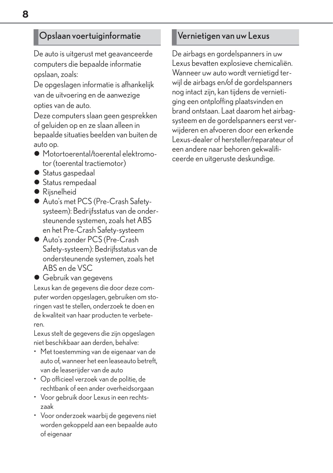 2019-2020 Lexus UX 200 Owner's Manual | Dutch