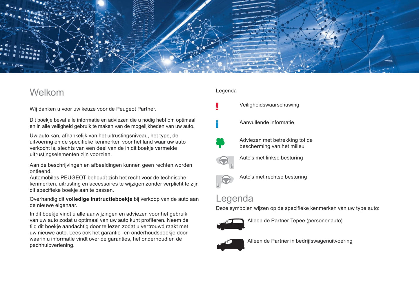 2017-2018 Peugeot Partner/Partner Tepee Owner's Manual | Dutch