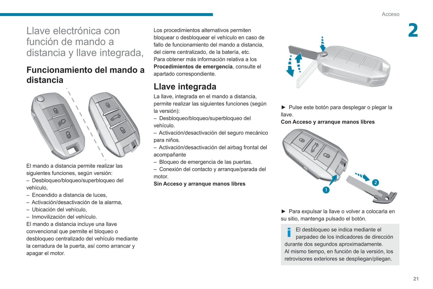 2020-2021 Peugeot 308 Owner's Manual | Spanish