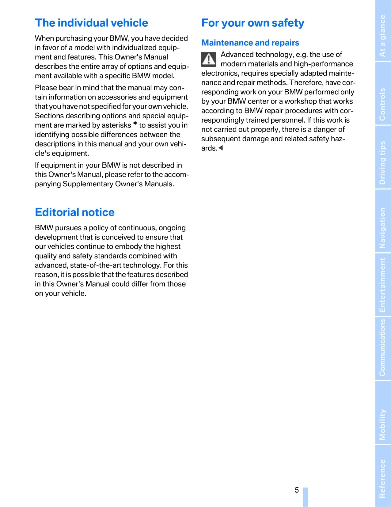 2008 BMW 5 Series Owner's Manual | English